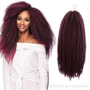 silike18'' Crochet Marley Braids Black Hair Soft Afro Twist Synthetic Braiding Hair Extensions low Temperature Fiber For Woman
